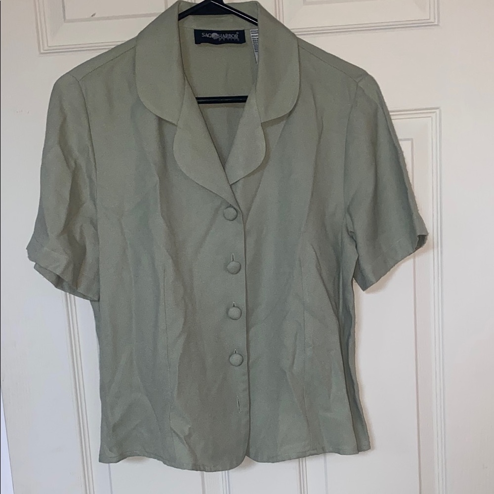 Sag Harbor Vintage Light Green Button-Up Shirt